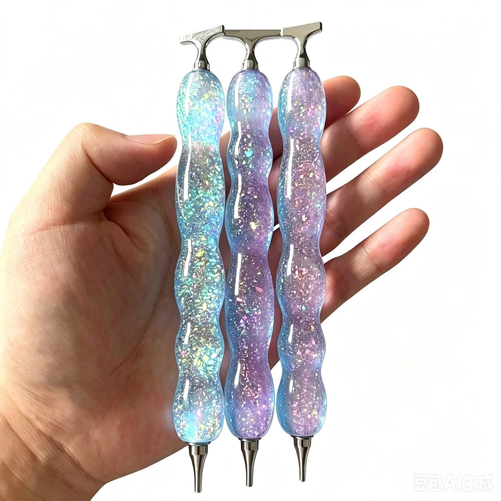 Embroidery Tools - Neuer Rosa-Blauer Glänzender Diamant-Malstift mit Gewindeanschluss,