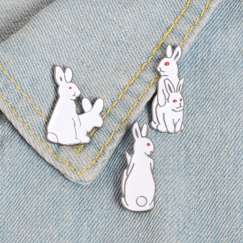 Embroidery Rabbit - Brosche Pins Cartoon Tiere Hase Revers