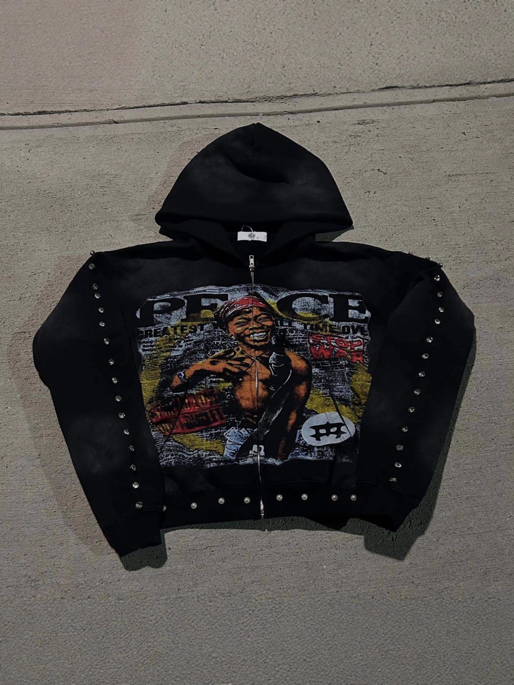 Embroidery Zip Up Hoodie - 2026 Neuer Amerikanischer Hip-Hop Oversize-Hoodie mit