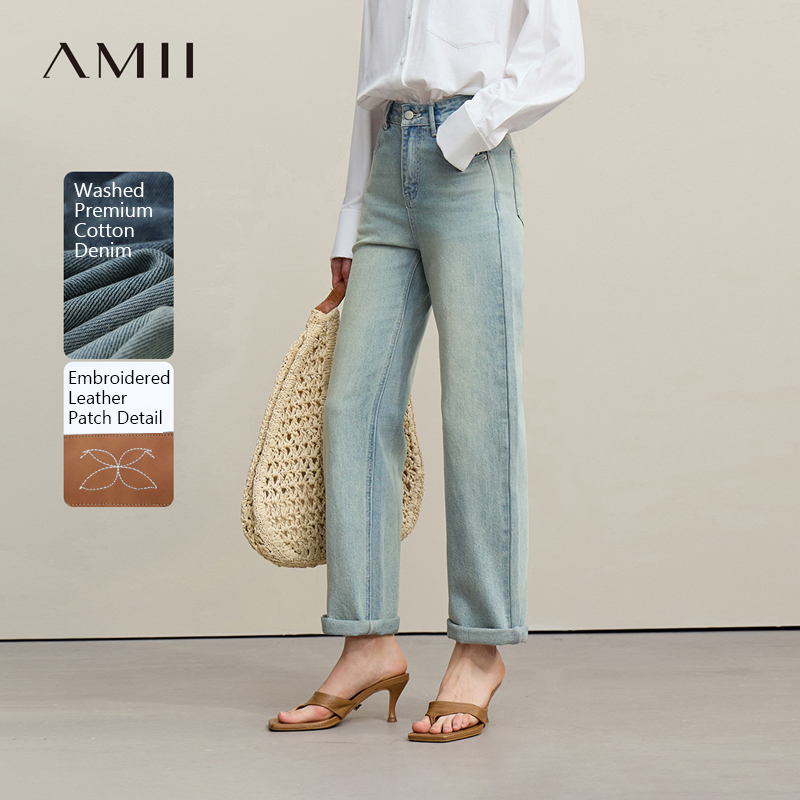 Embroidery Effect - Amii Damenjeans 2026 Sommer Neu Mid-Low