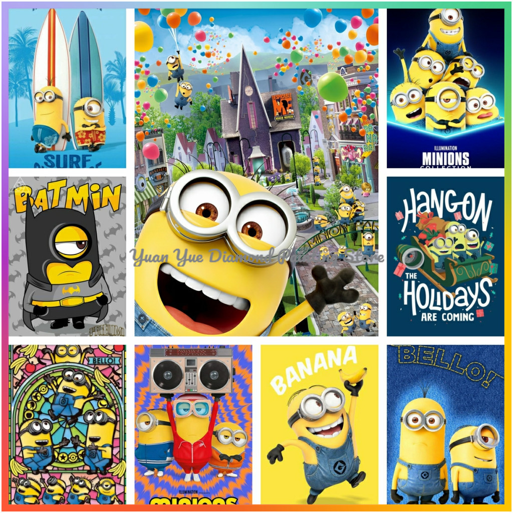 Embroidery Love - 1 Stück rahmenloses Diamant-Gemälde „Cute-M-Minions Cartoon