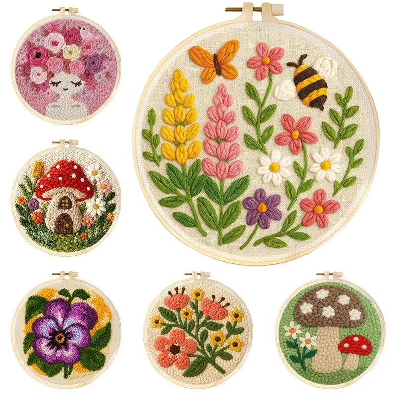 Embroidery Software - DIY Punch Needle Sets Pilze Blumen