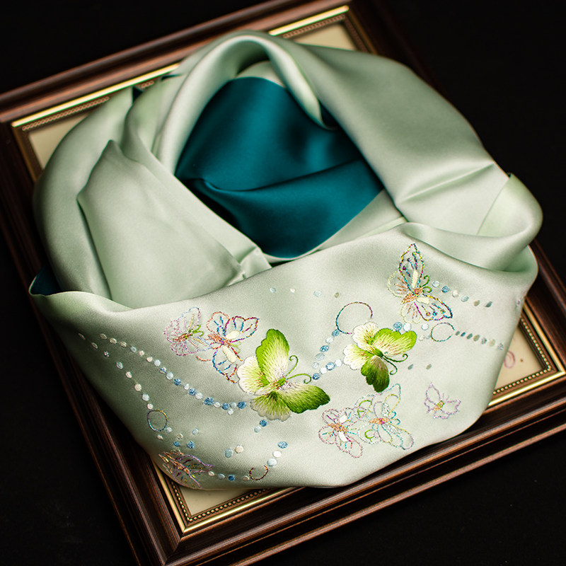 Embroidery Set - Schal aus reiner Seide mit Suzhou-Stickerei,