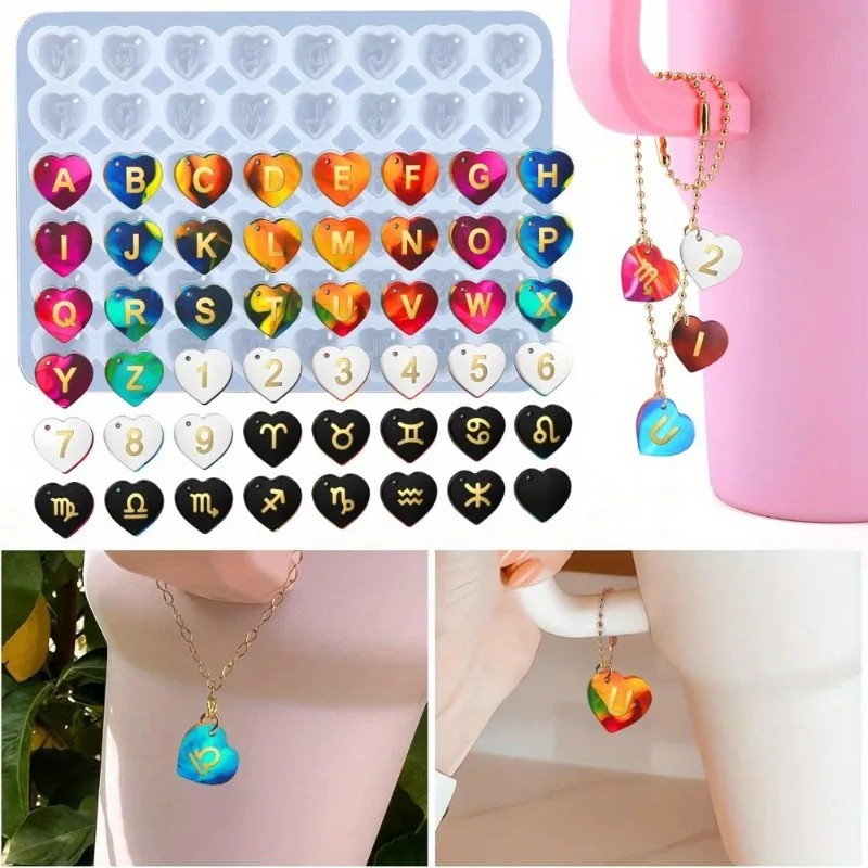 Embroidery Charm - 1 Stück DIY Epoxidharz-Gießform Zahlen Buchstaben