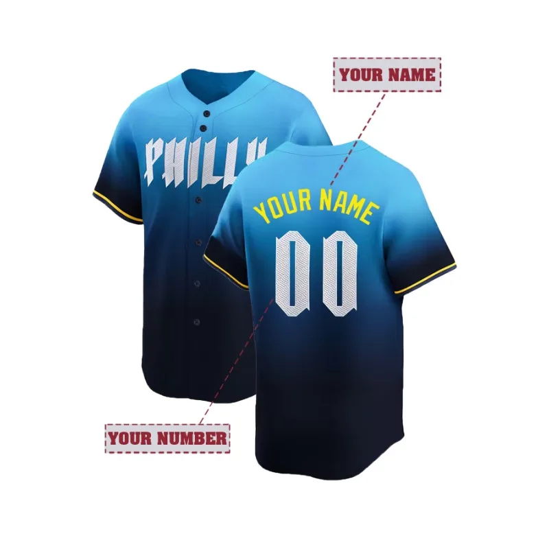 Embroidery Name - Personalisierter Name und Nummer Herren-Baseballtrikot mit