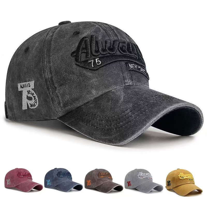 Embroidery Alphabet Designs - Frühling/Sommer Unisex-Baumwoll-Baseballkappe im Vintage-Stil, gewaschen mit