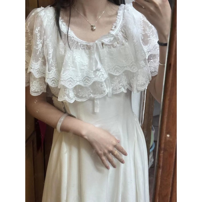 Embroidery Premium - Bluse Cape Schal Damen Spitze Süßer