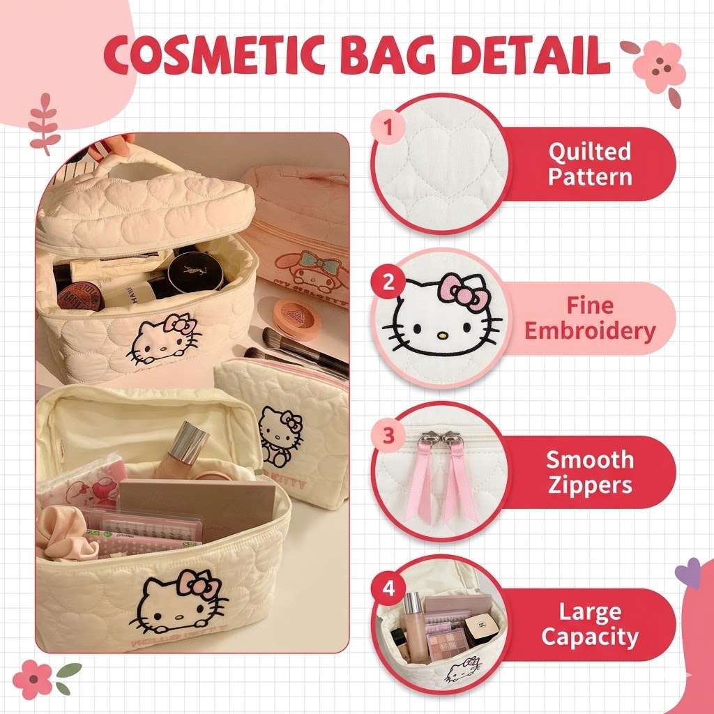 Embroidery Icon - Unsere ultraweichen, gesteppten Cloud-Puff Kosmetiktaschen mit