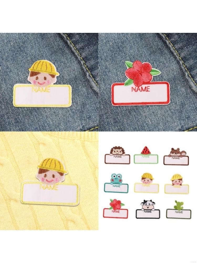 Embroidery Name - Stickerei-Namensaufnäher, 9 Stück, selbstklebende Cartoon-Namensaufkleber für