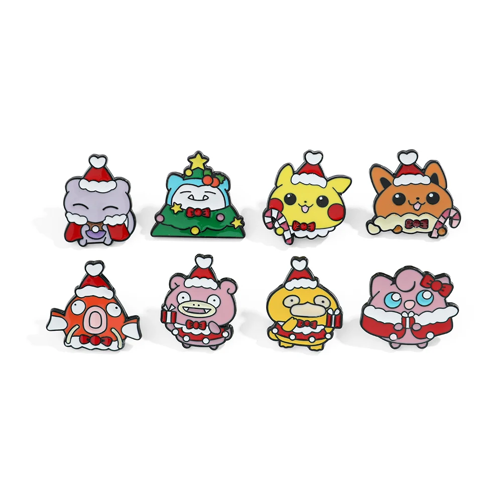 Embroidery Wallpaper - 8 Stück Weihnachts-Slowpoke-Broschen, Niedliche Pikachu-Mewtwo-Anstecknadeln, Rucksack-Kleidungs-Schmuck,