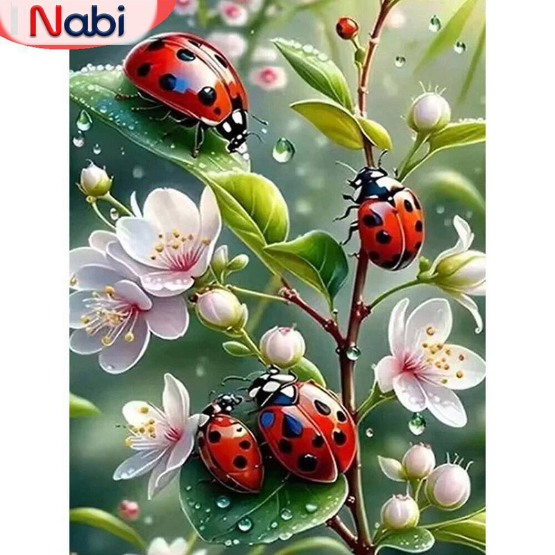 Embroidery Lady Bug - Nabi 5D-Diamantgemälde, Marienkäfer-Mosaik, Bilder, Acryl, Diamant-Stickerei,