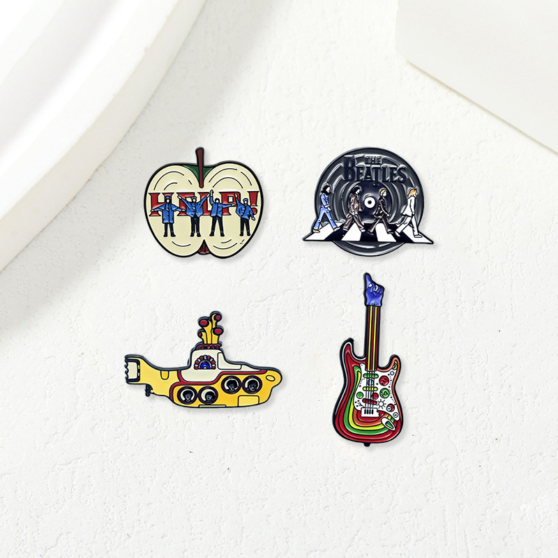 Embroidery Icon - Rockband Vintage Kreuz Emaille-Anstecknadel Regenbogen E-Gitarre