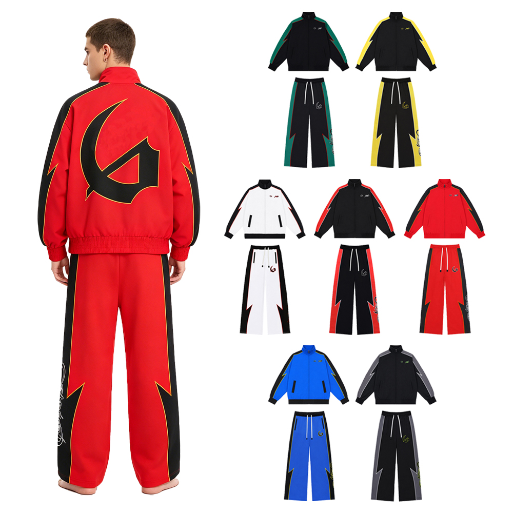 Embroidery Set - Y2k Streetwear Herren-Sets Zweiteiliger Reißverschluss-Sportanzug mit