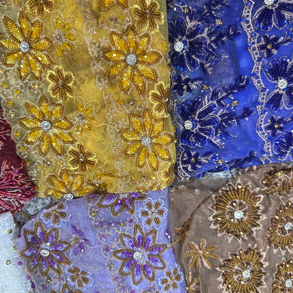 Embroidery Premium - Malaysia Premium-Damen-Hijab-Mütze, Perlenquasten, glänzendes Blumenmuster, solide,