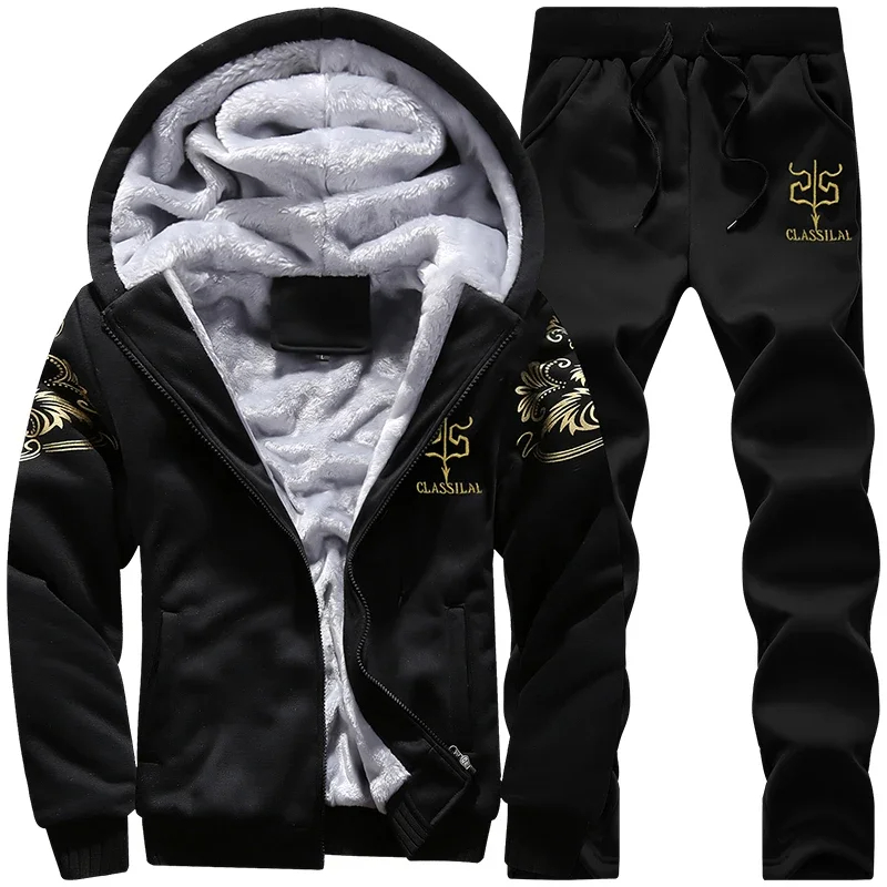 Embroidery Zip Up Hoodie - Herbst Winter männer Sport Sets Casual