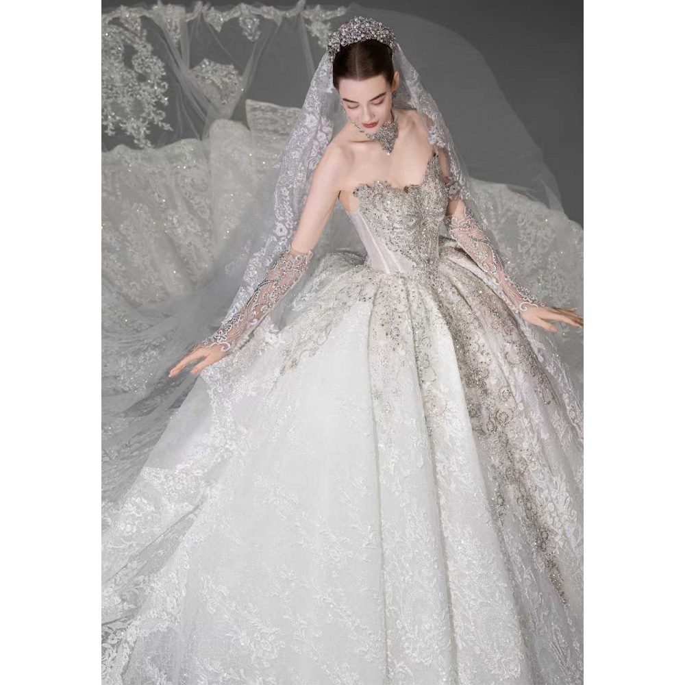 Embroidery Organza - Luxuriöses Schulterfreies Sweetheart-Brautkleid 2026 mit Bestickten
