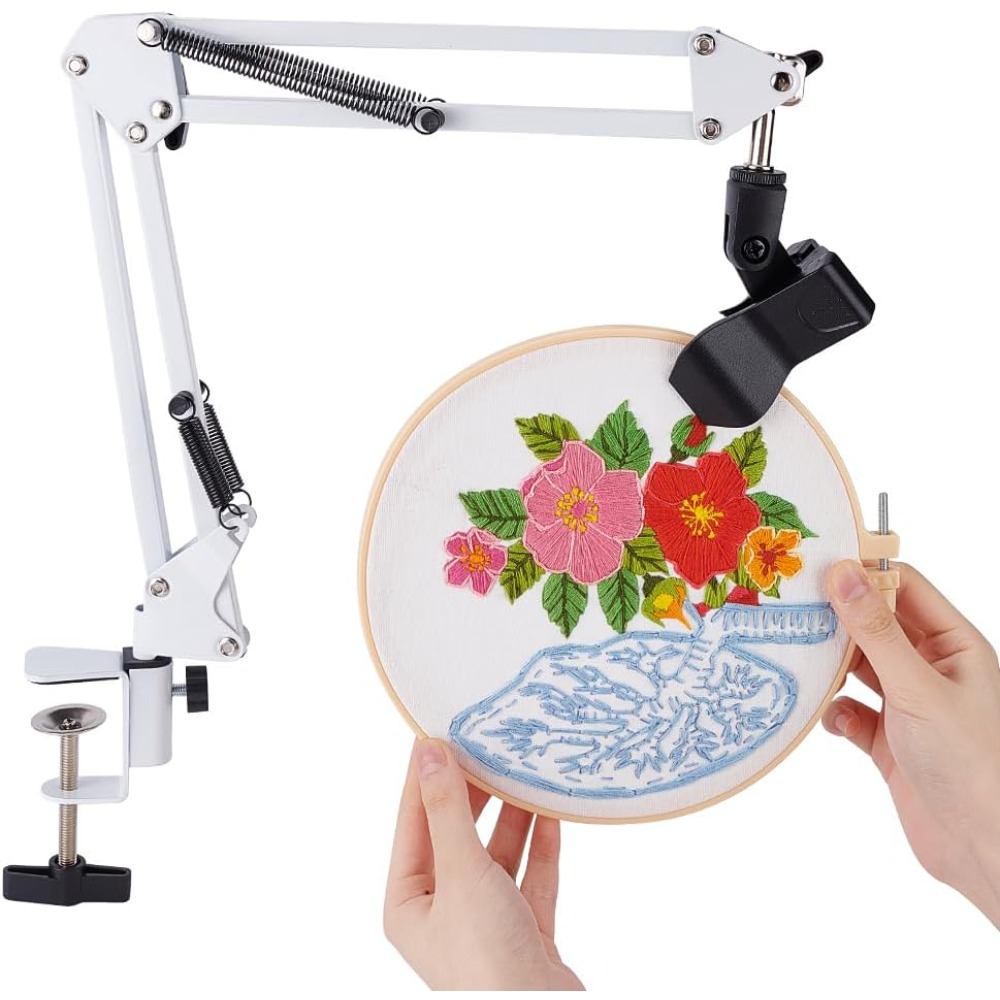 Embroidery Hoop Square - Weiß Stickerei Tischständer Kit 8mm Loch