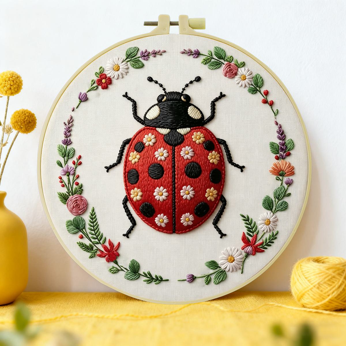 Embroidery Lady Bug - 1 Stück 20X20CM/15X15CM 7,87/6,3 Zoll Marienkäfer