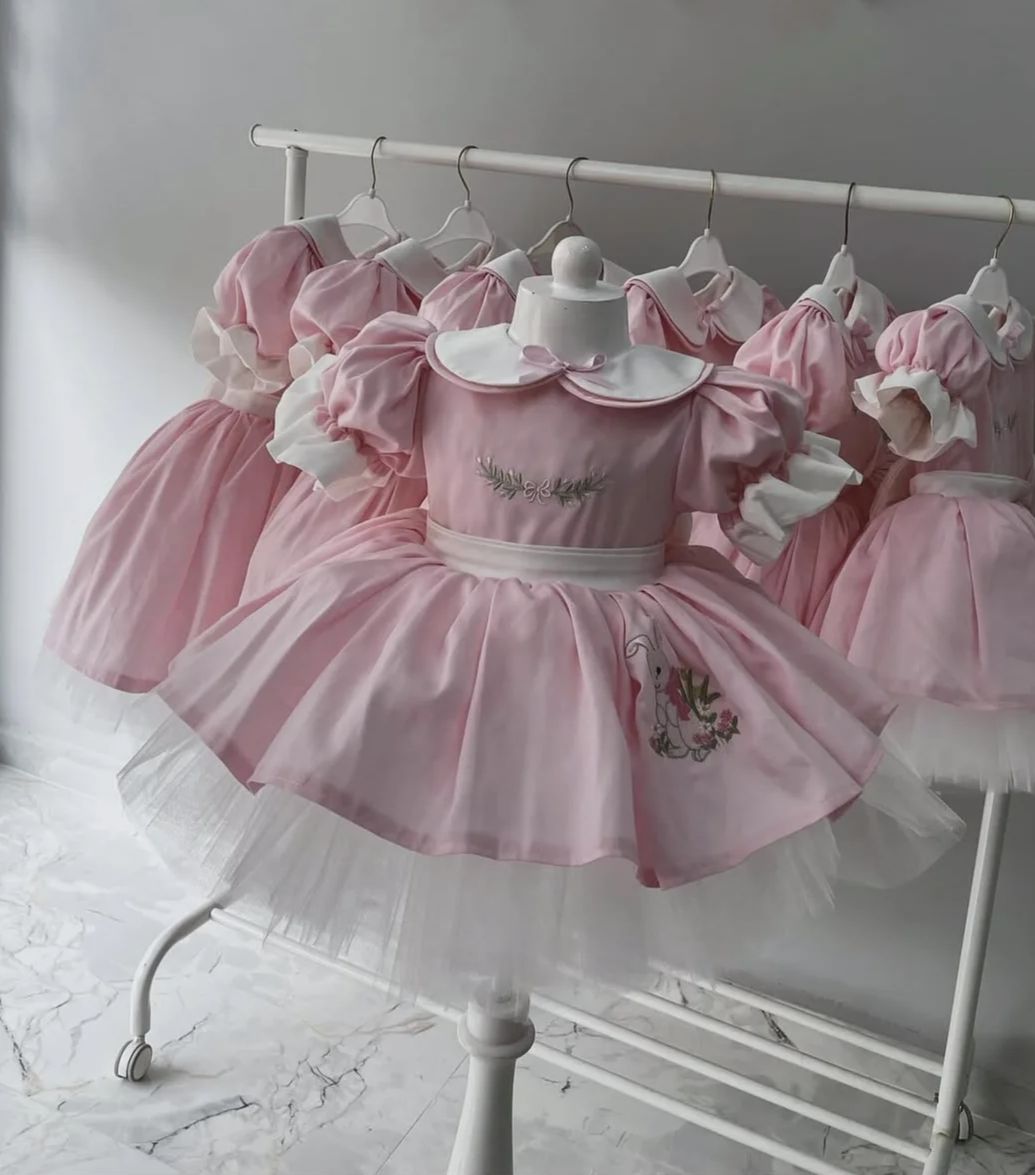 Embroidery Rabbit - 0-12Y Baby Mädchen Sommer Kaninchen Blume