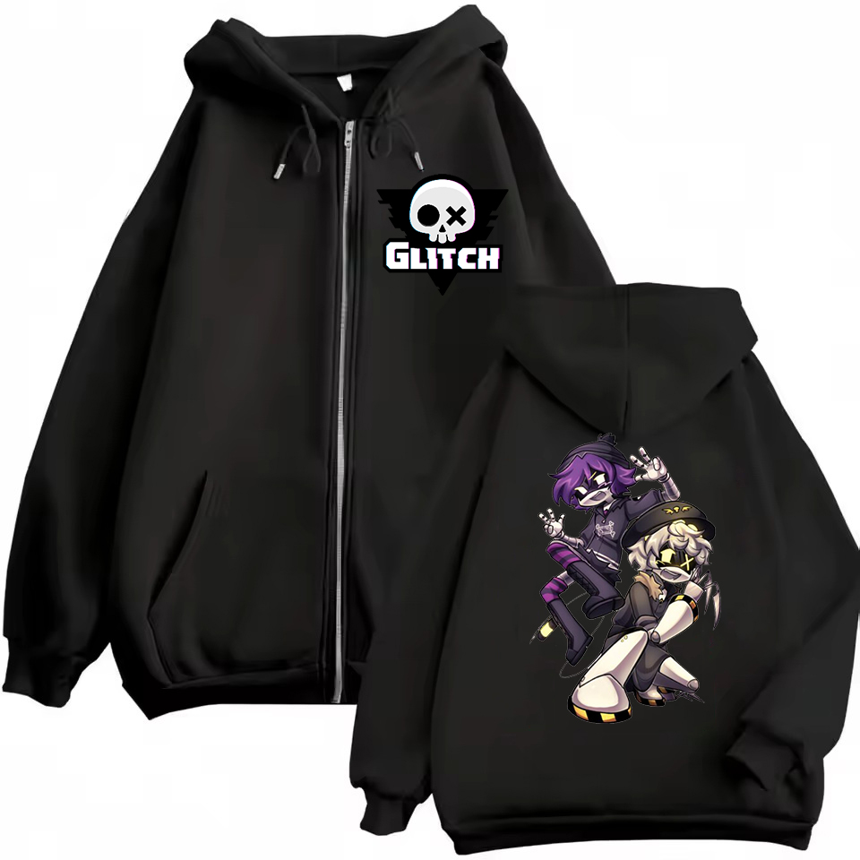 Embroidery Zip Up Hoodie - Anime Murder Drones Zipper Hoodie Cartoon