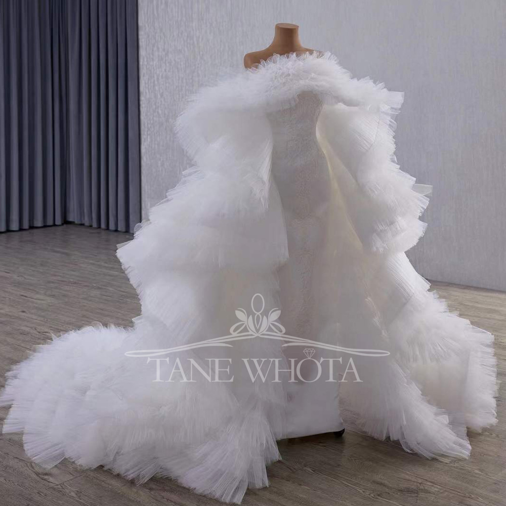 Embroidery Organza - Elegantes Meerjungfrau-Hochzeits-Unterkleid mit gestuftem Schnürverschluss am