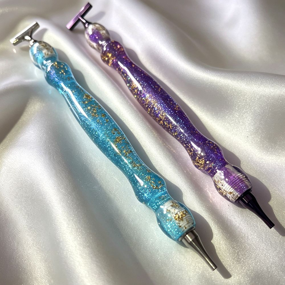 Embroidery Tools - Neuer Glänzender Blau/Lila Goldfolien-Diamantmalstift mit Edelstahlspitzen,