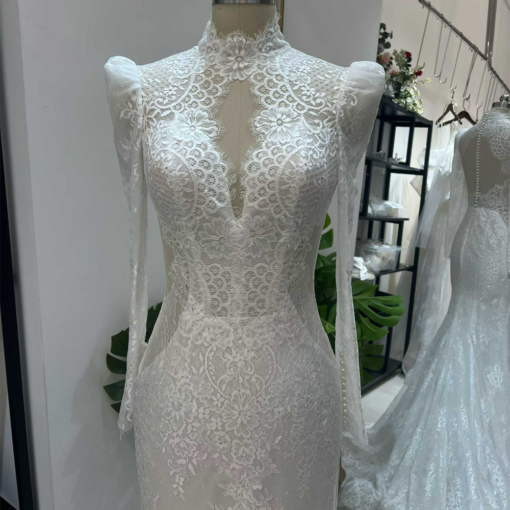 Damen Langarm Turtle-Neck Hoch – Embroidery Organza Bewertung und Preis