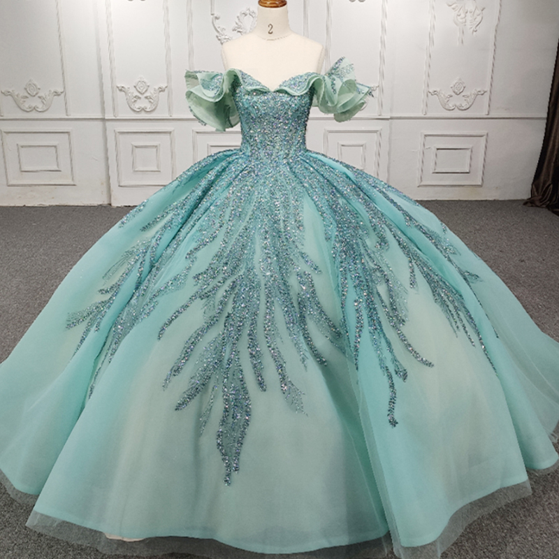 Neue Hellgrüne Quinceanera-Kle – Embroidery Organza Bewertung und Preis