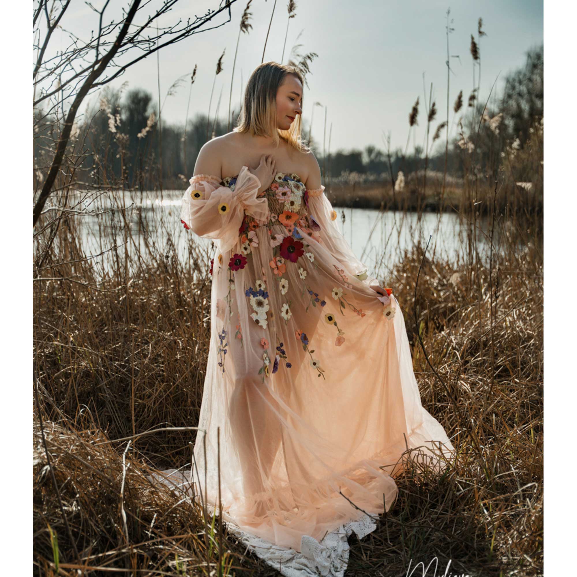 Don&Judy Buntes schulterfreies – Embroidery Organza Bewertung und Preis