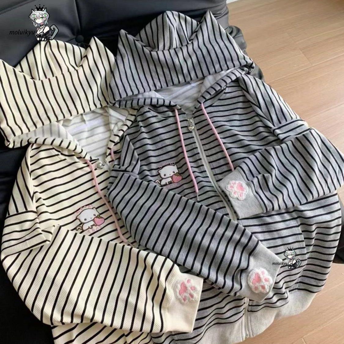 Y2K Damen Gestreifte Reißversc – Embroidery Zip Up Hoodie Bewertung und Preis