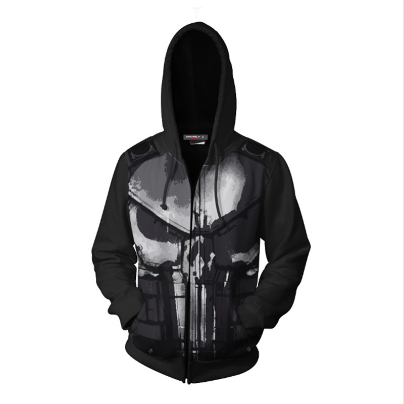 3D-gedruckter Punisher Kapuzen – Embroidery Zip Up Hoodie Bewertung und Preis