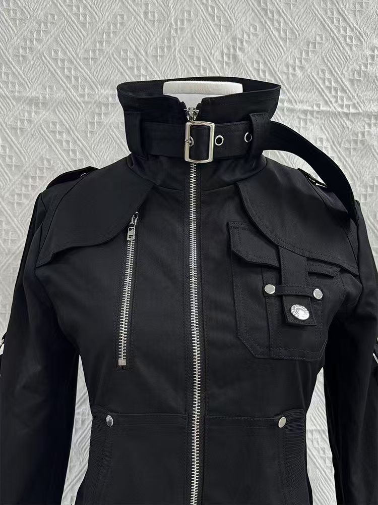 Y2K Gothic Schwarzer Slim-Fit  – Embroidery Zip Up Hoodie Bewertung und Preis