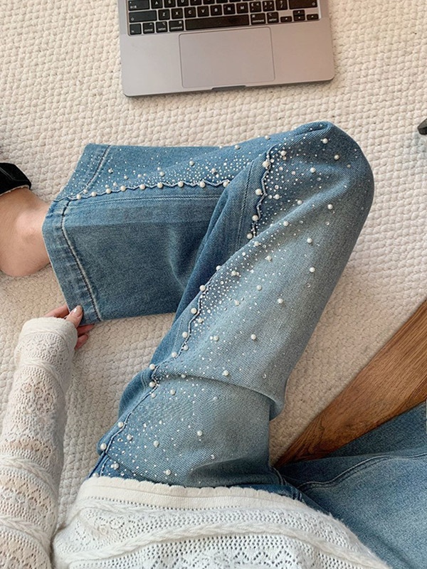 Plus Size Denim Wide Leg Pants – Embroidery Effect Bewertung und Preis