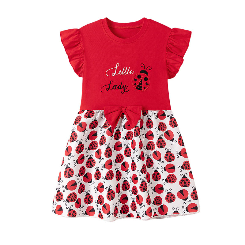 Kurzarm Mädchen Kleider 2-7T M – Embroidery Lady Bug Bewertung und Preis
