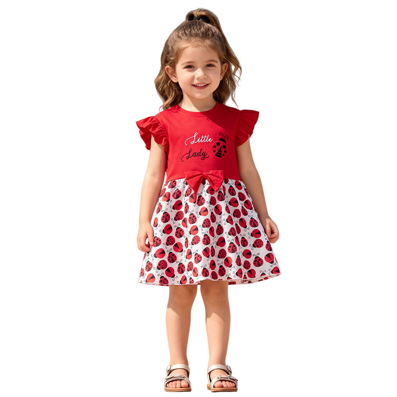 Kurzarm Mädchen Kleider 2-7T M – Embroidery Lady Bug Bewertung und Preis