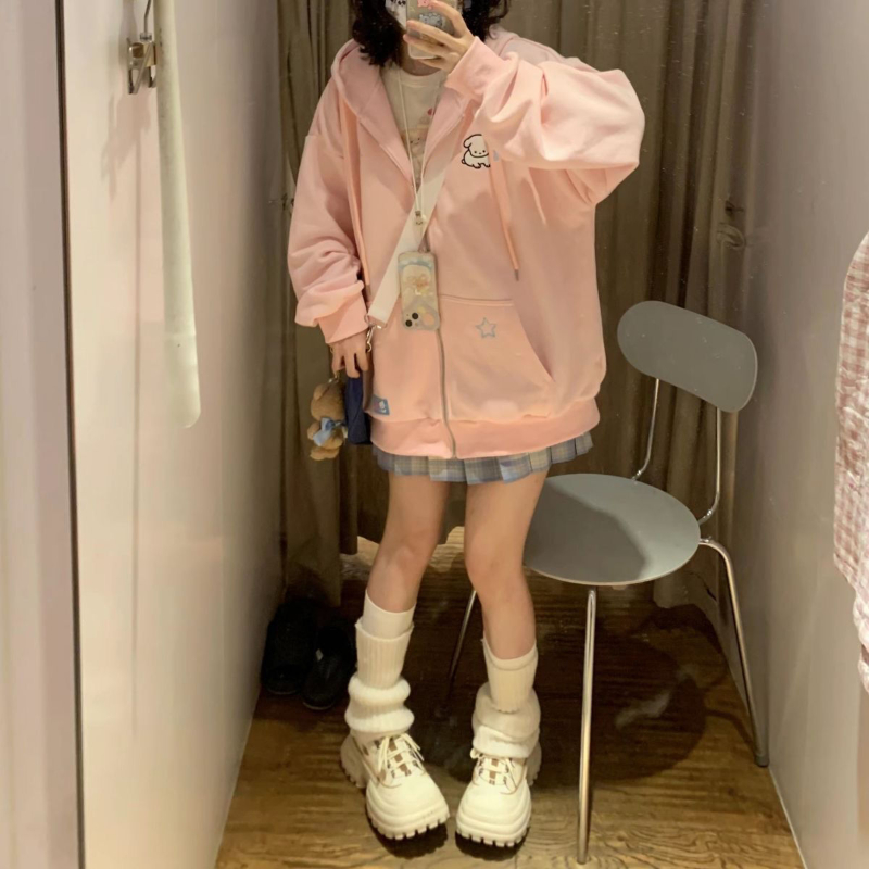 Japanische kawaii Reiß verschl – Embroidery Zip Up Hoodie Bewertung und Preis